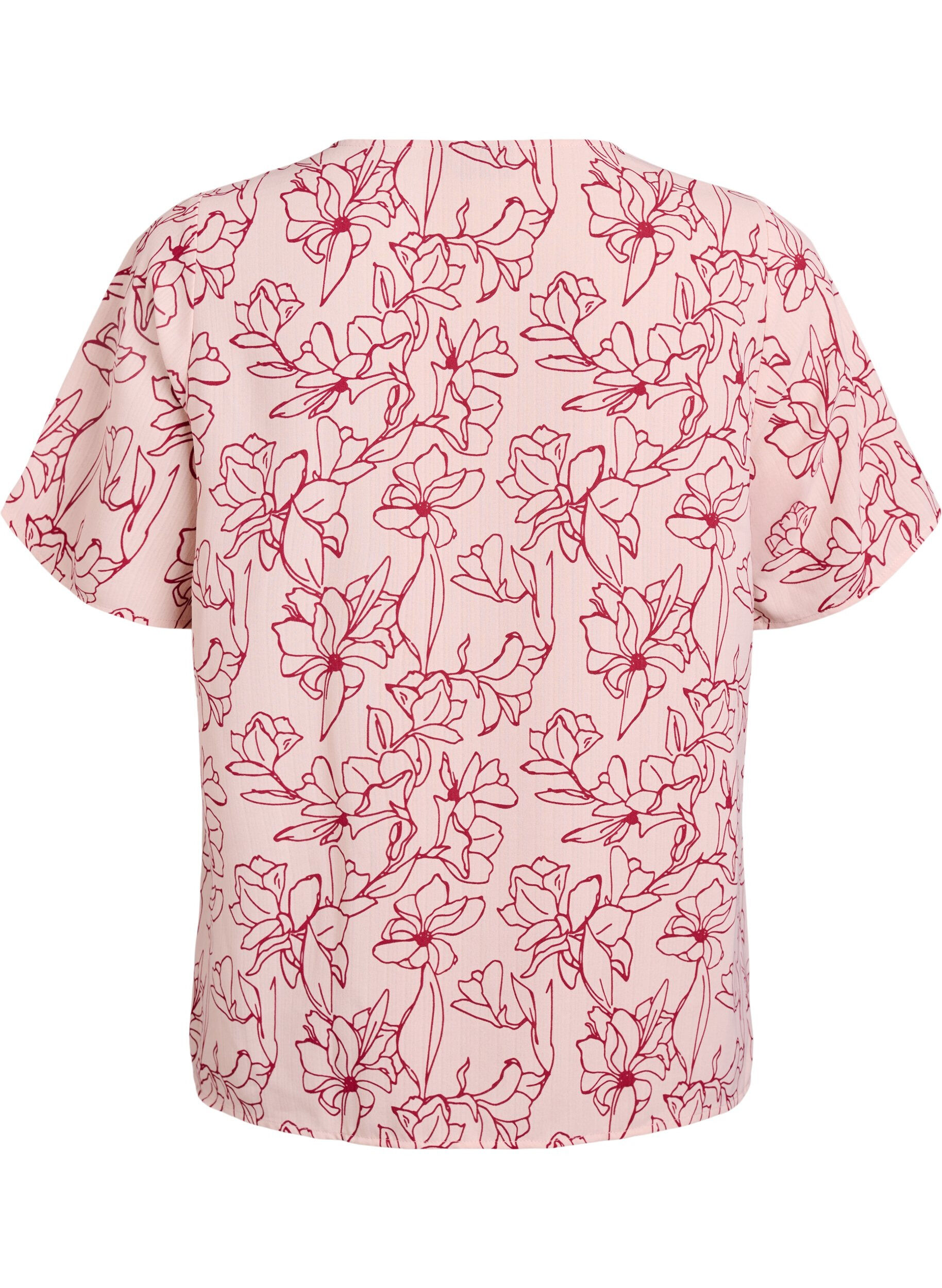 Zizzi Kort&aelig;rmet bluse med rund hals, Lyser&oslash;d, Packshot image number 1