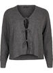 Strikket cardigan med bindedetaljer, Dark Grey Melange, Packshot image number 0