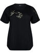 T-shirt i bomuld med blondeapplikationer, Sort, Packshot image number 0