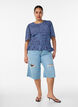 Jeansknickers med slidt look og r&aring; kanter, Bl&aring;, Model image number 0