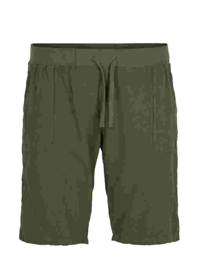 Løse shorts med lommer i bomuld, Ivy Green, Packshot image number 0