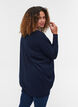 Strikbluse med rund halsudsk&aelig;ring, Navy Blazer, Model image number 1