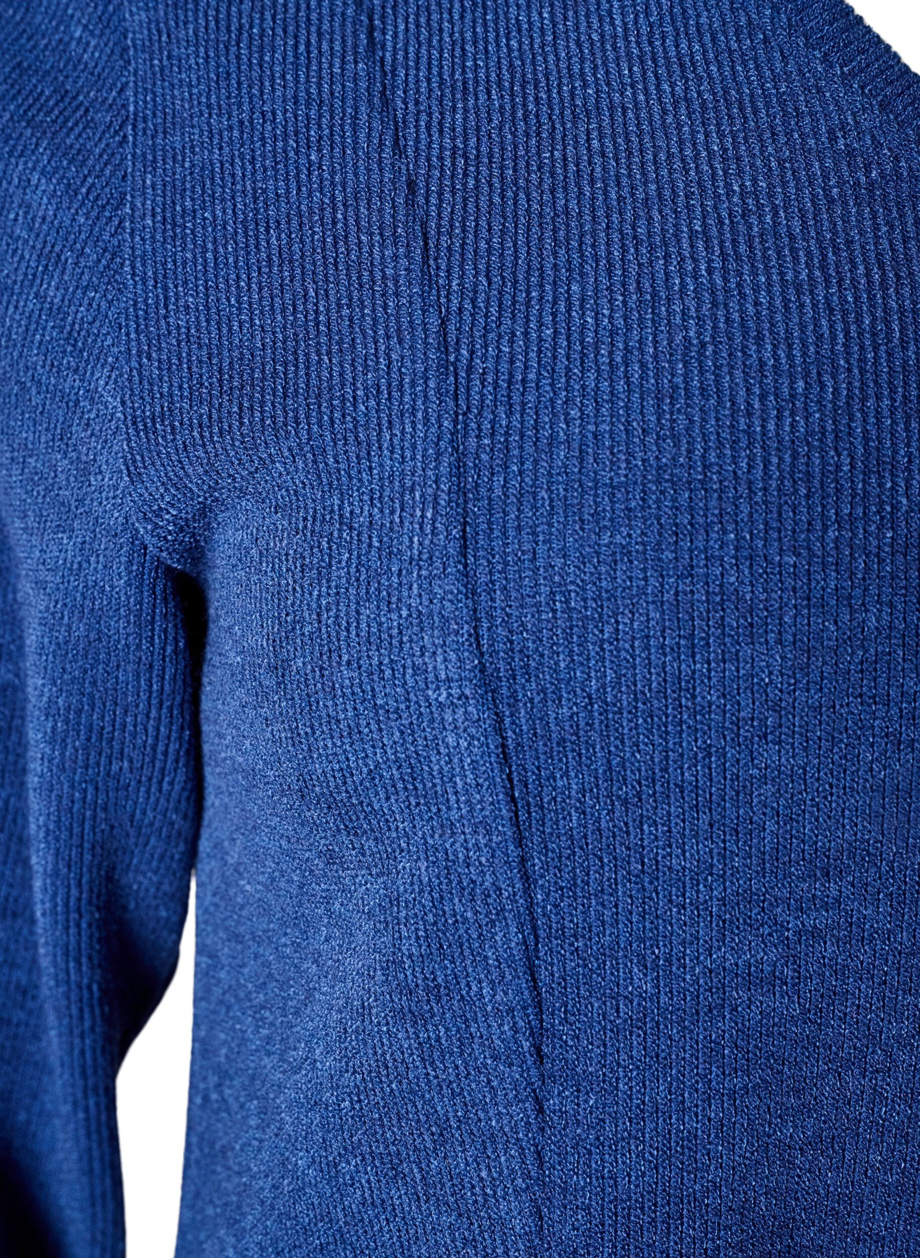 ZizziJerseybluse med ribstruktur og A-form, Bl&aring;, Packshot image number 3