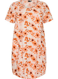 Kort&aelig;rmet bomuldskjole med print, Orange