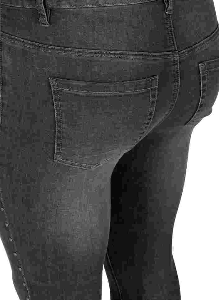 Højtaljede Amy jeans med nitter i sidesøm, Dark Grey Denim, Packshot image number 3