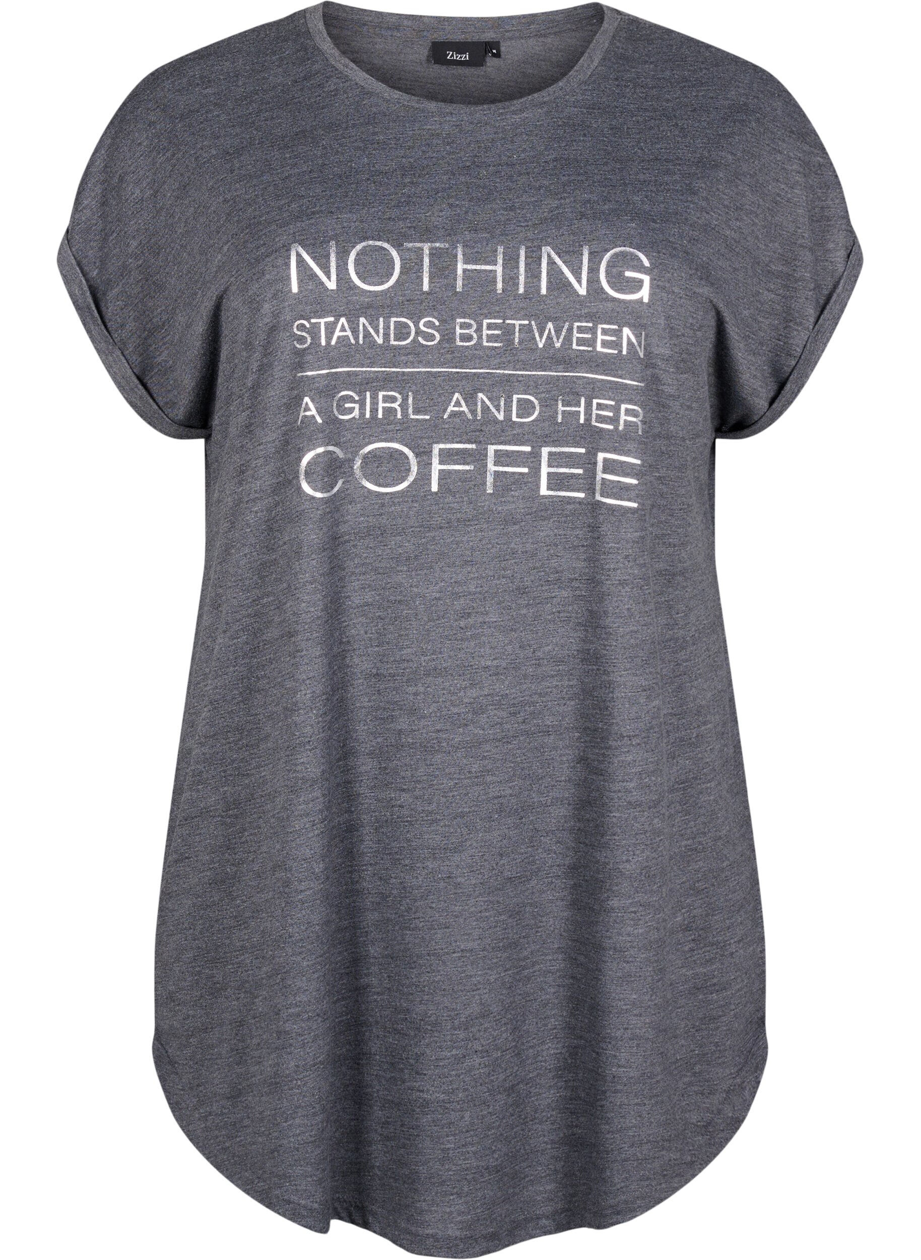 Kort&aelig;rmet natkjole med tekstprint