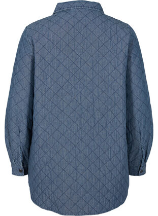 Mønstret jakke med knapper og lommer, Blue denim, Packshot image number 1