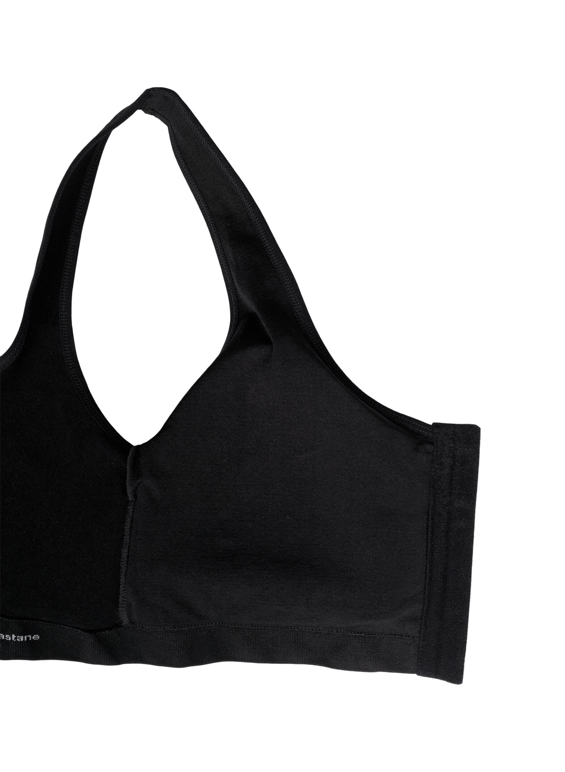 Zizzi Seamless bh med lukning foran, Black, Packshot image number 3
