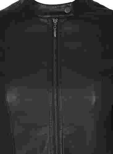 Imiteret skindjakke med lommer, Black, Packshot image number 2