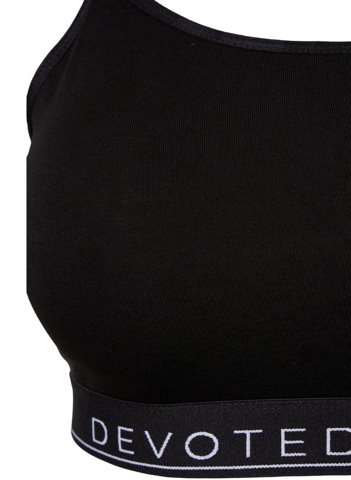 Bh top i bomuld med regulerbare stropper, Sort, Packshot image number 2