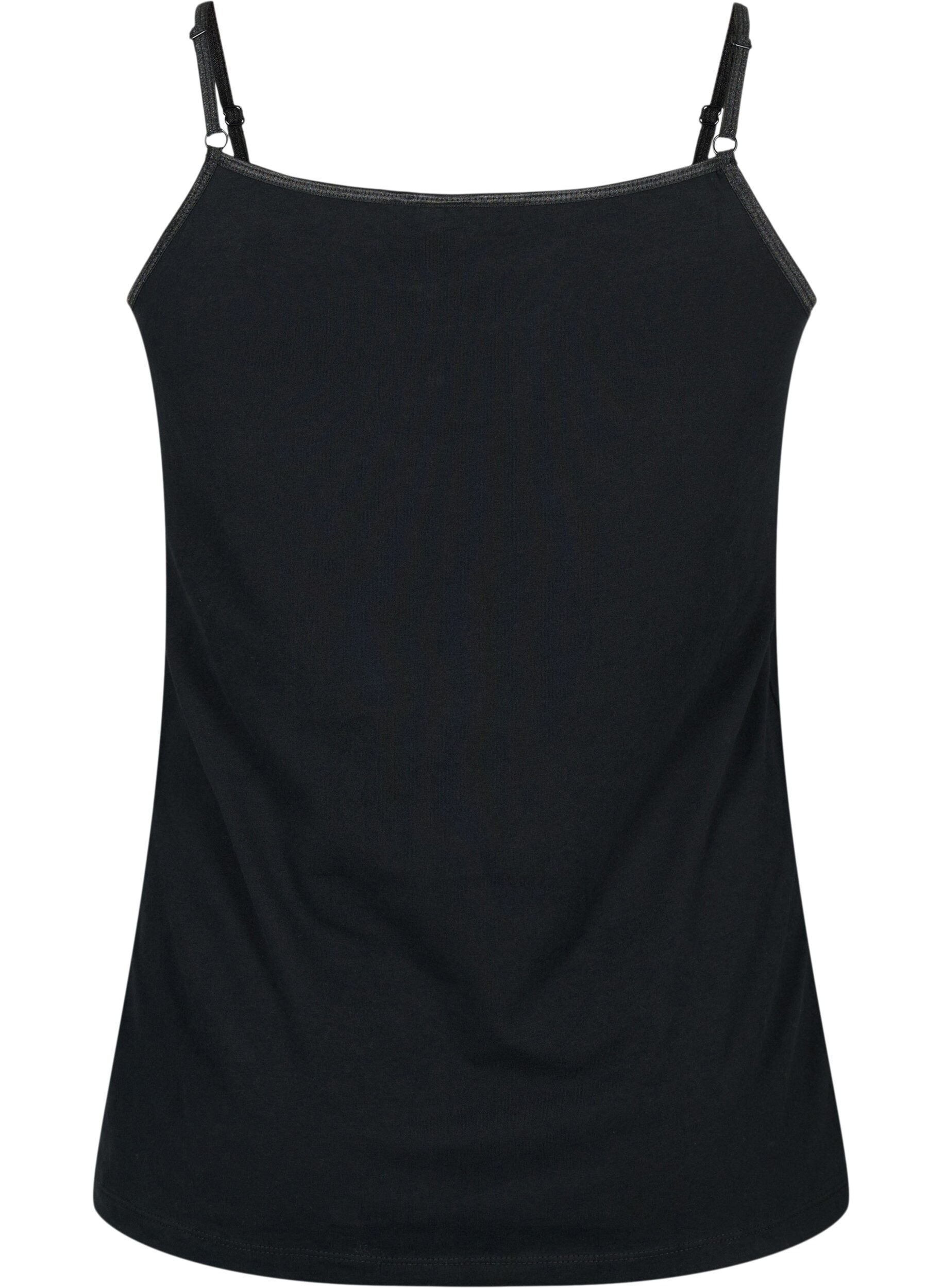 ZizziBasis strop top i bomuld, Sort, Packshot image number 1