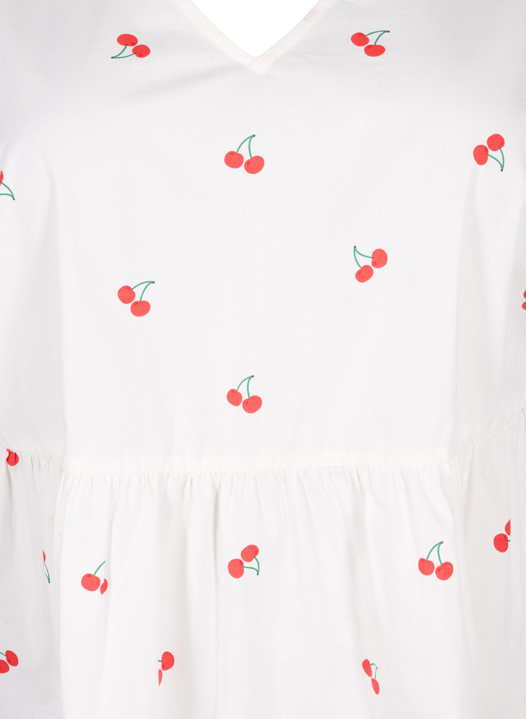 Zizzi Kjole med kirseb&aelig;rprint og a-shape, B. White/Cherry, Packshot image number 2