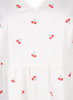 Kjole med kirsebærprint og a-shape, B. White/Cherry, Packshot image number 2