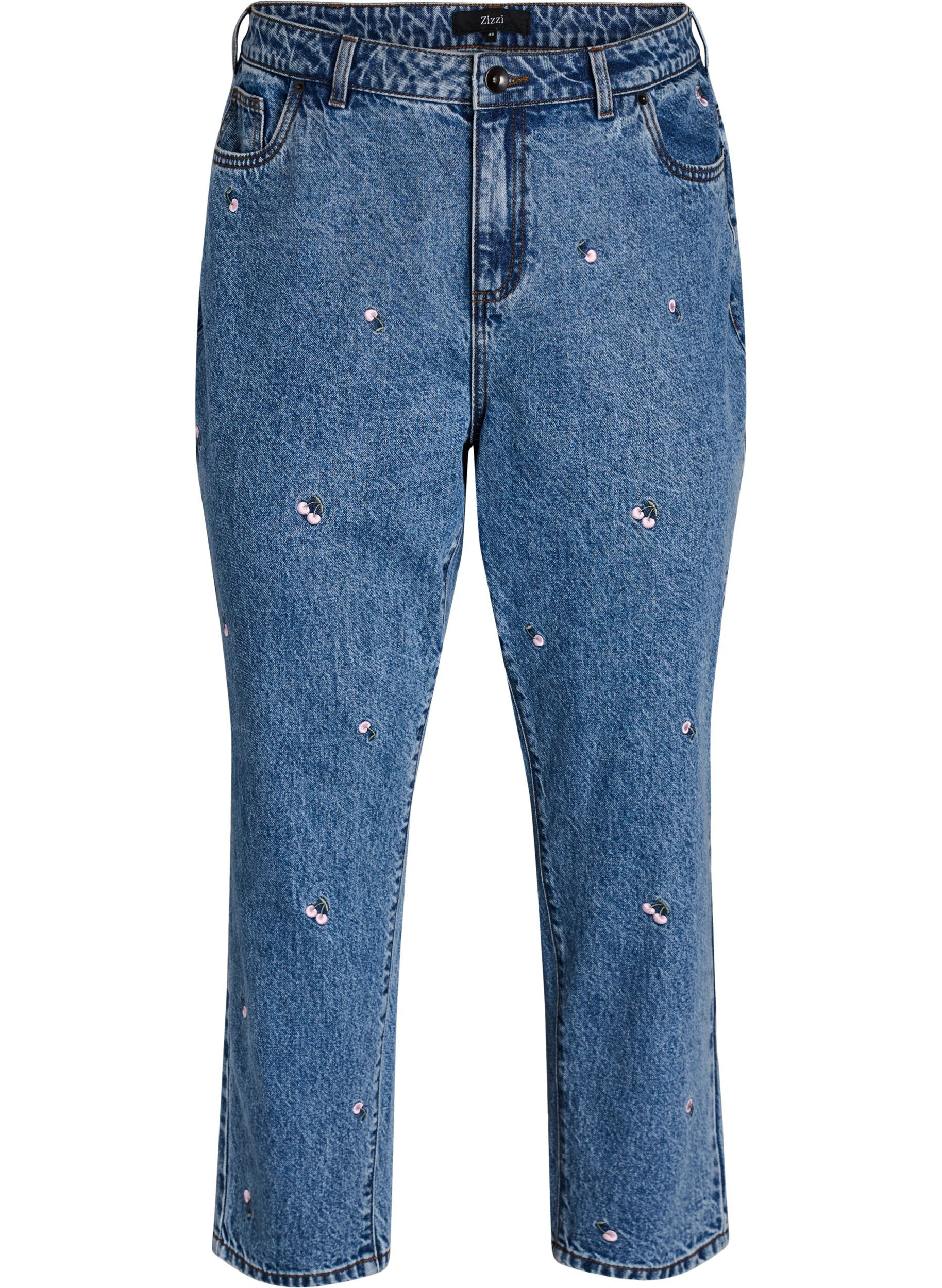 Mille mom fit jeans med broderi