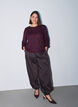 Bluse med lodret struktur og glittertr&aring;d, R&oslash;d, Model image number 1