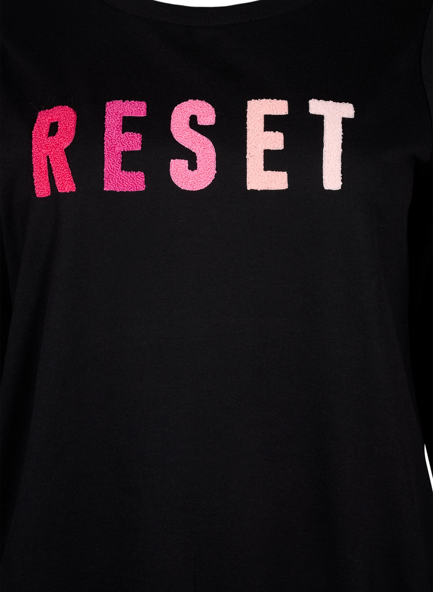 Zizzi Sweatshirt med tekst , Black W. Reset, Packshot image number 2