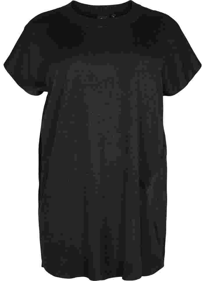 Strikkjole med glitter og korte ærmer, Black W/Lurex, Packshot image number 0