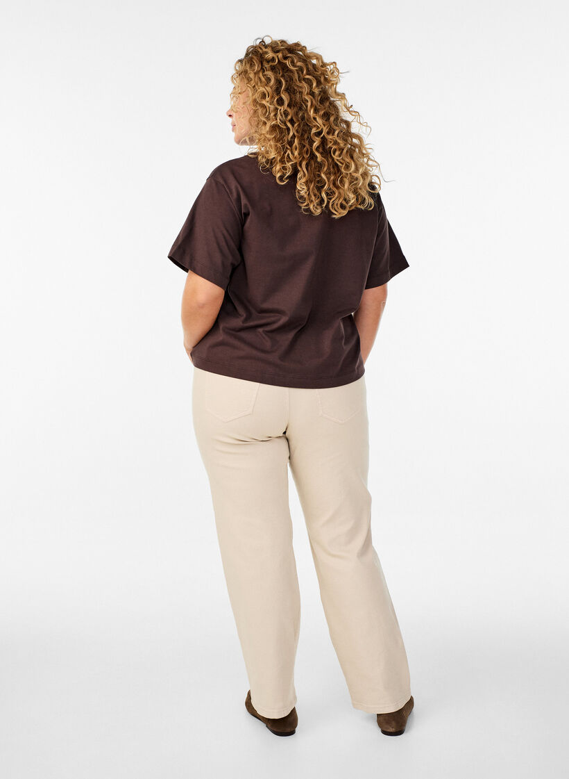 Gemma jeans med høj talje, Beige, Model image number 1