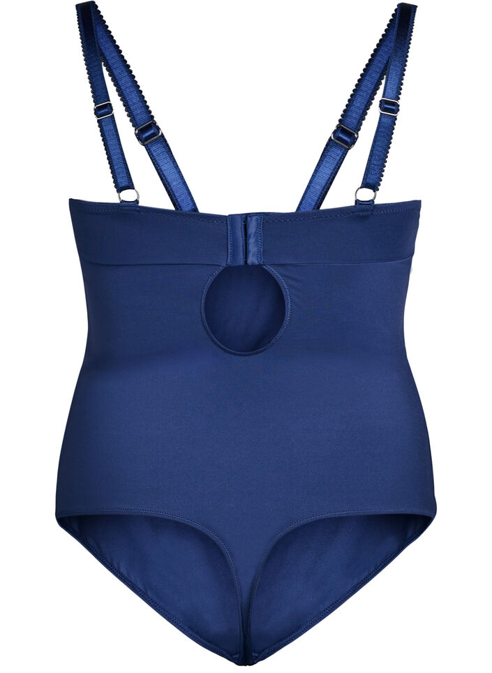 Bodystocking med bøjle og blonder, Blå, Packshot image number 1