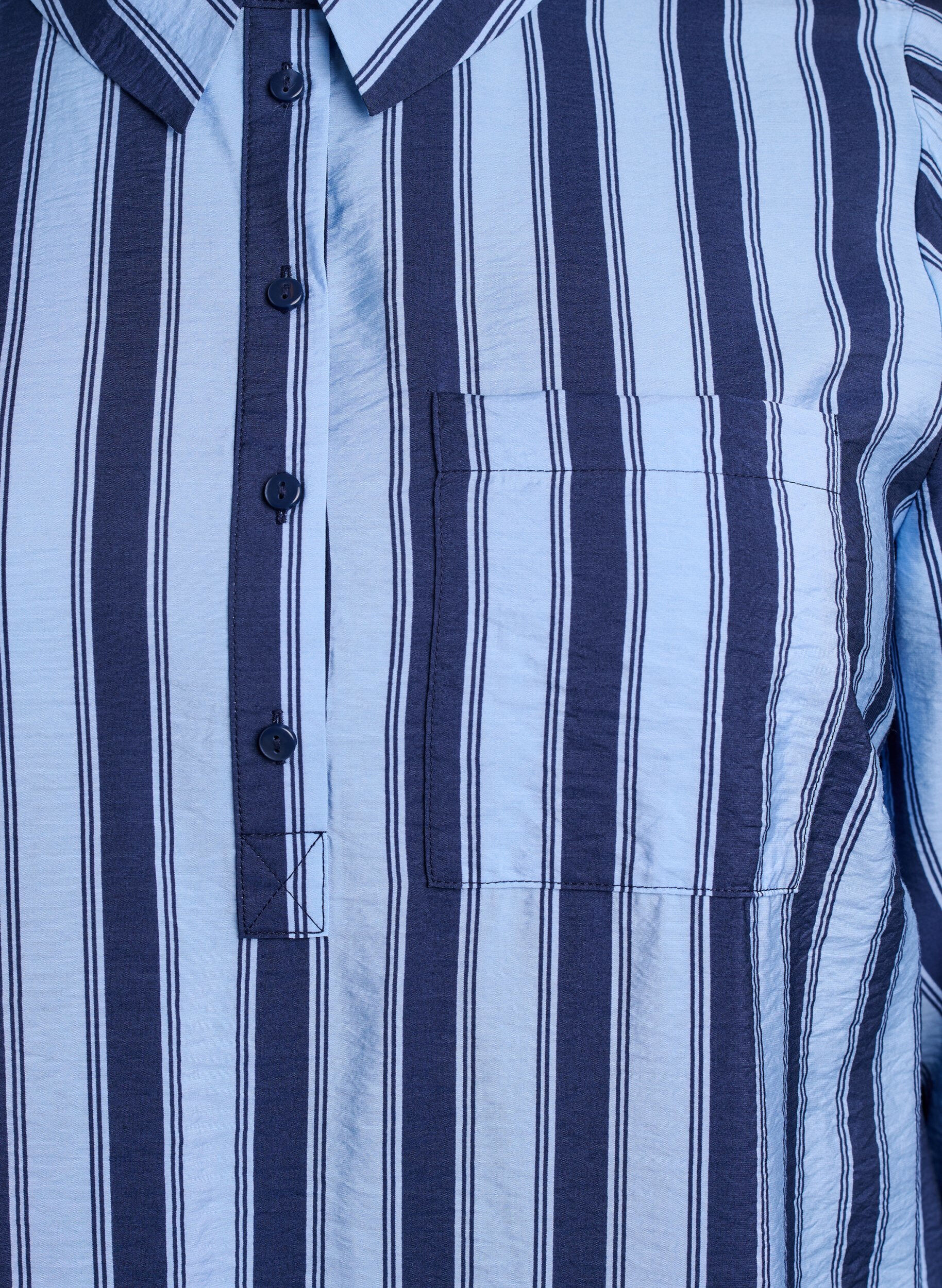 Zizzi Kort kjole med krave og brystlomme, Bl&aring;, Packshot image number 2