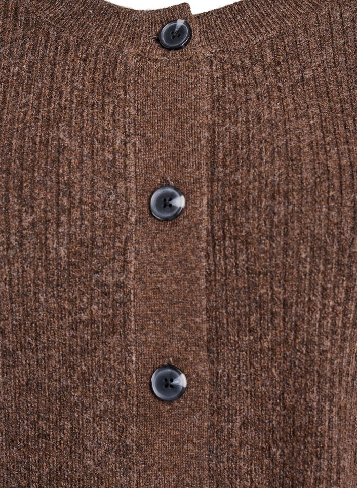 Ribstrikket cardigan med knapper, Brun, Packshot image number 2