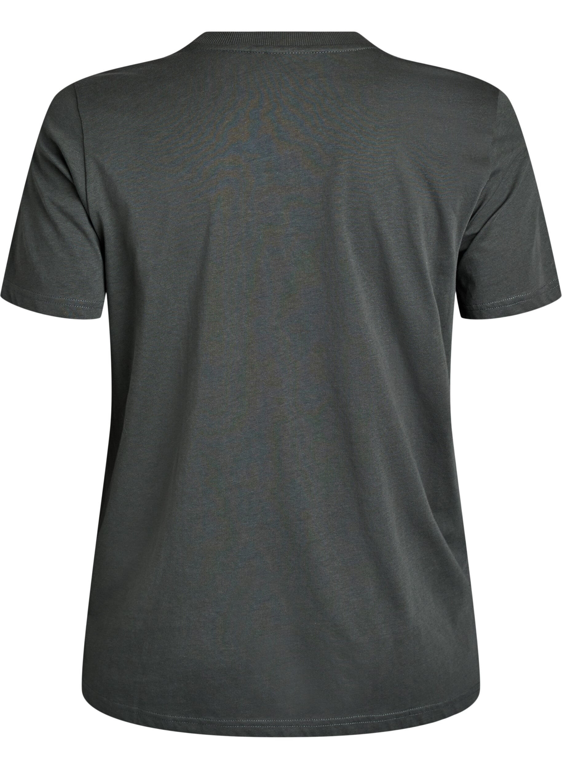 ZizziBasis t-shirt i bomuld med rund hals, Gr&oslash;n, Packshot image number 1