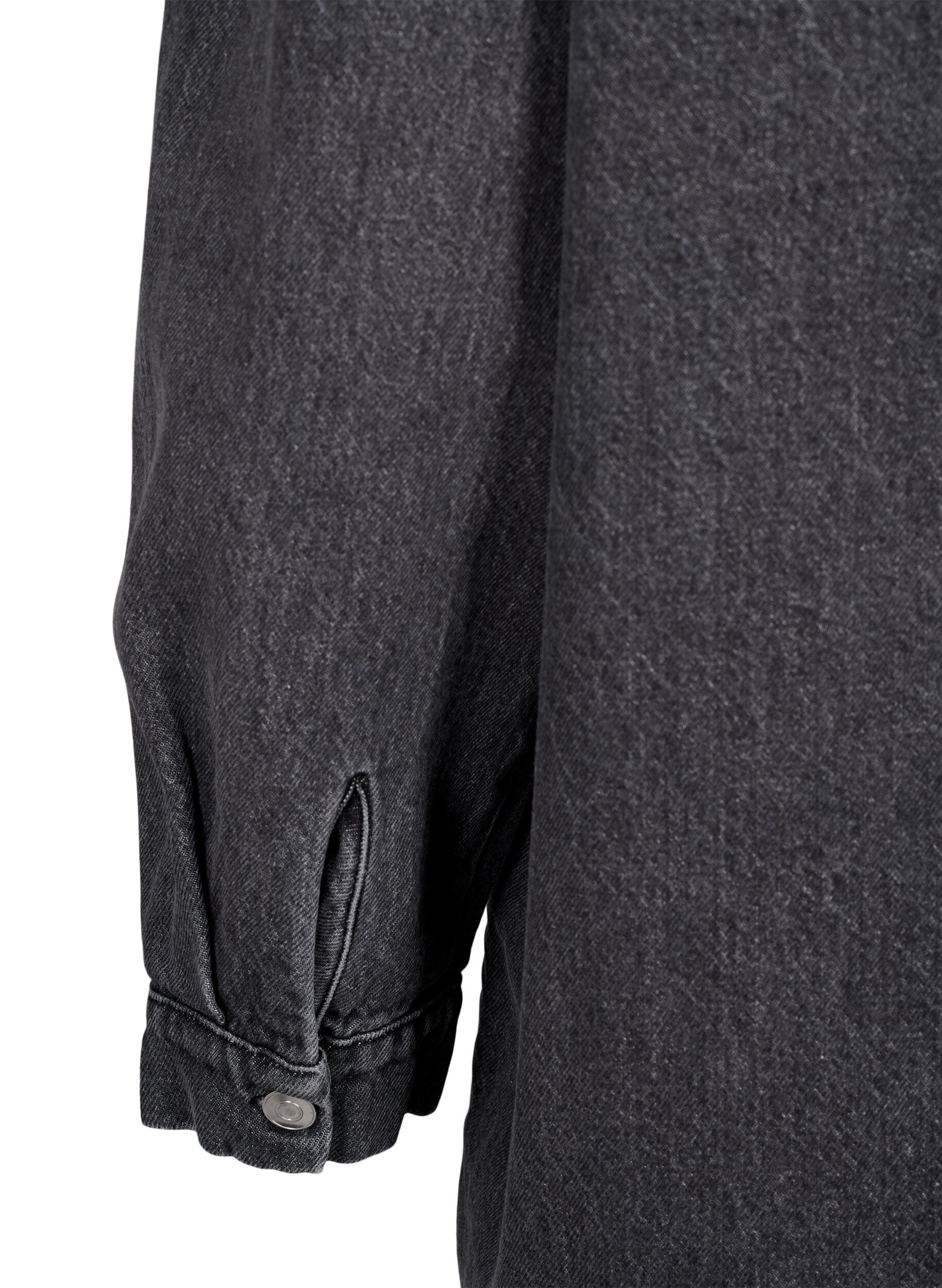 Zizzi L&oslash;stsiddende denimjakke med knapper , Grey Denim, Packshot image number 4