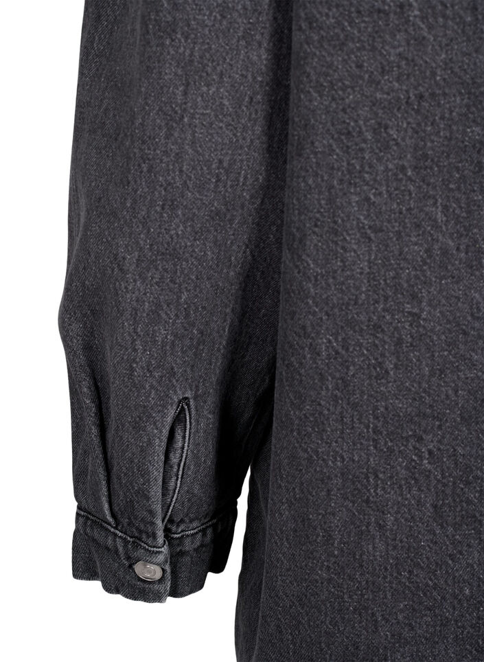 Løstsiddende denimjakke med knapper , Grey Denim, Packshot image number 4