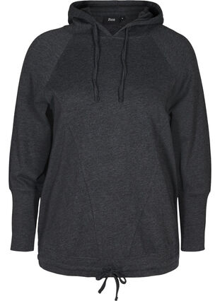 Sweatshirt med justerbar bund, Black Mel., Packshot image number 0