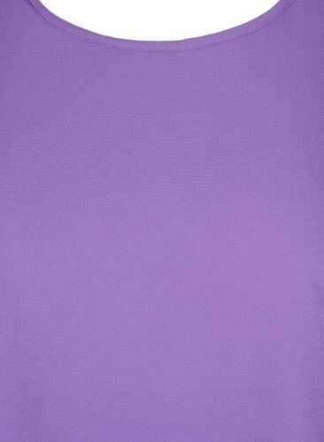 Bluse med korte ærmer og rund halsudskæring, Deep Lavender, Packshot image number 2