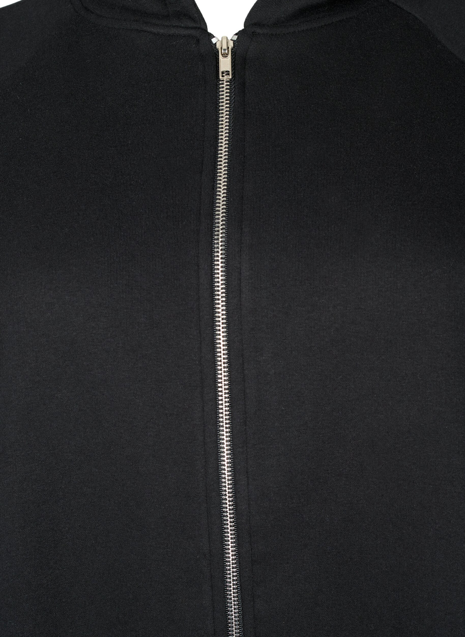 Zizzi Sweat cardigan med h&aelig;tte, Black, Packshot image number 2