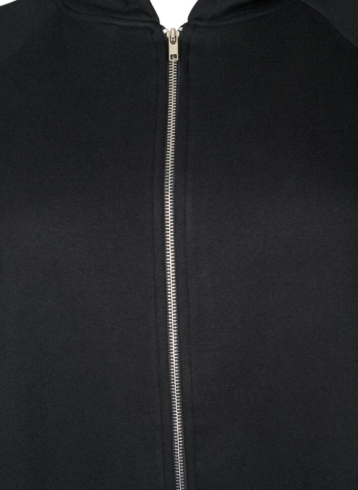 Sweat cardigan med hætte, Black, Packshot image number 2