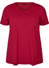 Ensfarvet basis t-shirt i bomuld, R&oslash;d