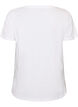 T-shirt i bomuld med frontprint og V-hals, Hvid, Packshot image number 1