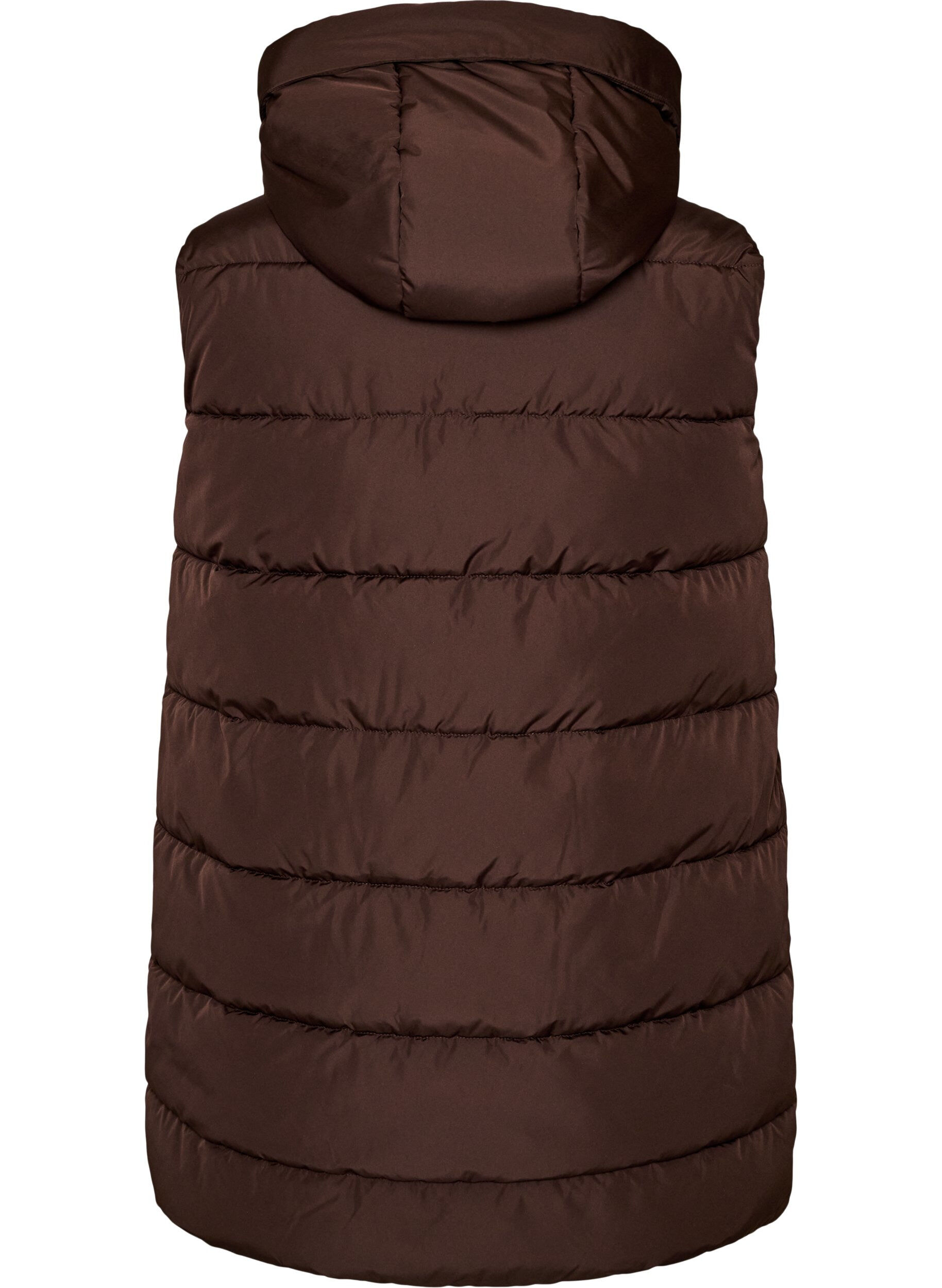ZizziLang vest med h&aelig;tte og lommer, Brun, Packshot image number 1