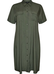 Lang skjortekjole med korte &aelig;rmer, Gr&oslash;n
