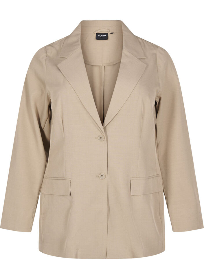 FLASH - Blazer med lommer og slids, Beige, Packshot image number 0