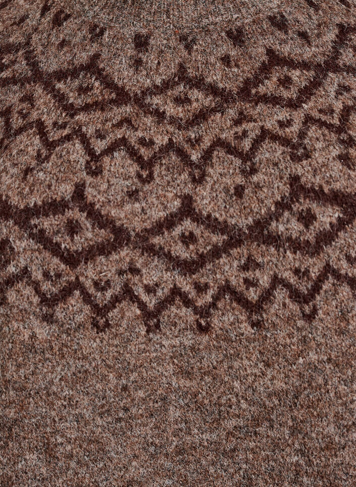 Striktr&oslash;je med jacquardm&oslash;nster, Brun, Packshot image number 2