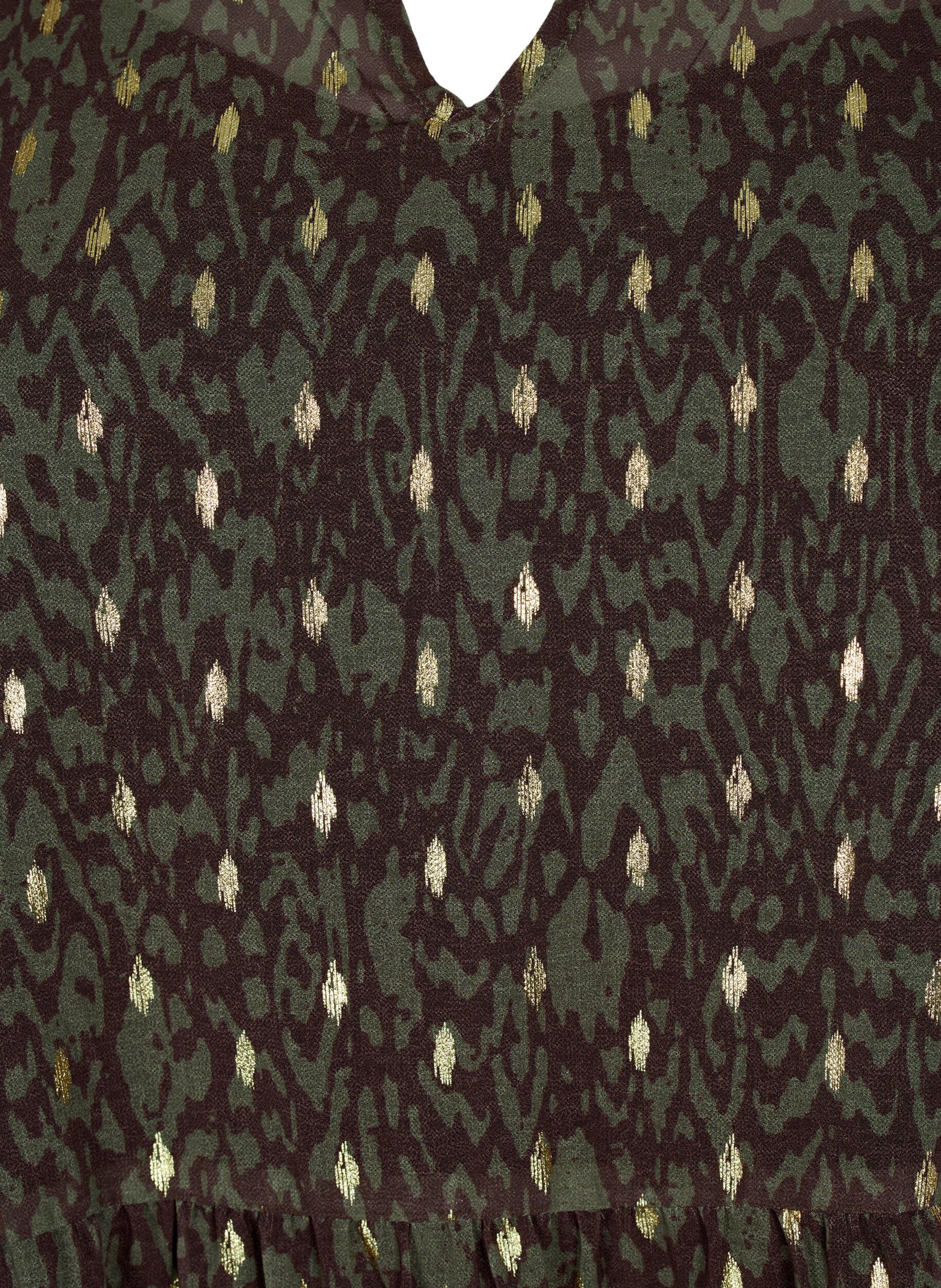 Zizzi Tunika med print og lurex, Green Ethnic AOP, Packshot image number 2