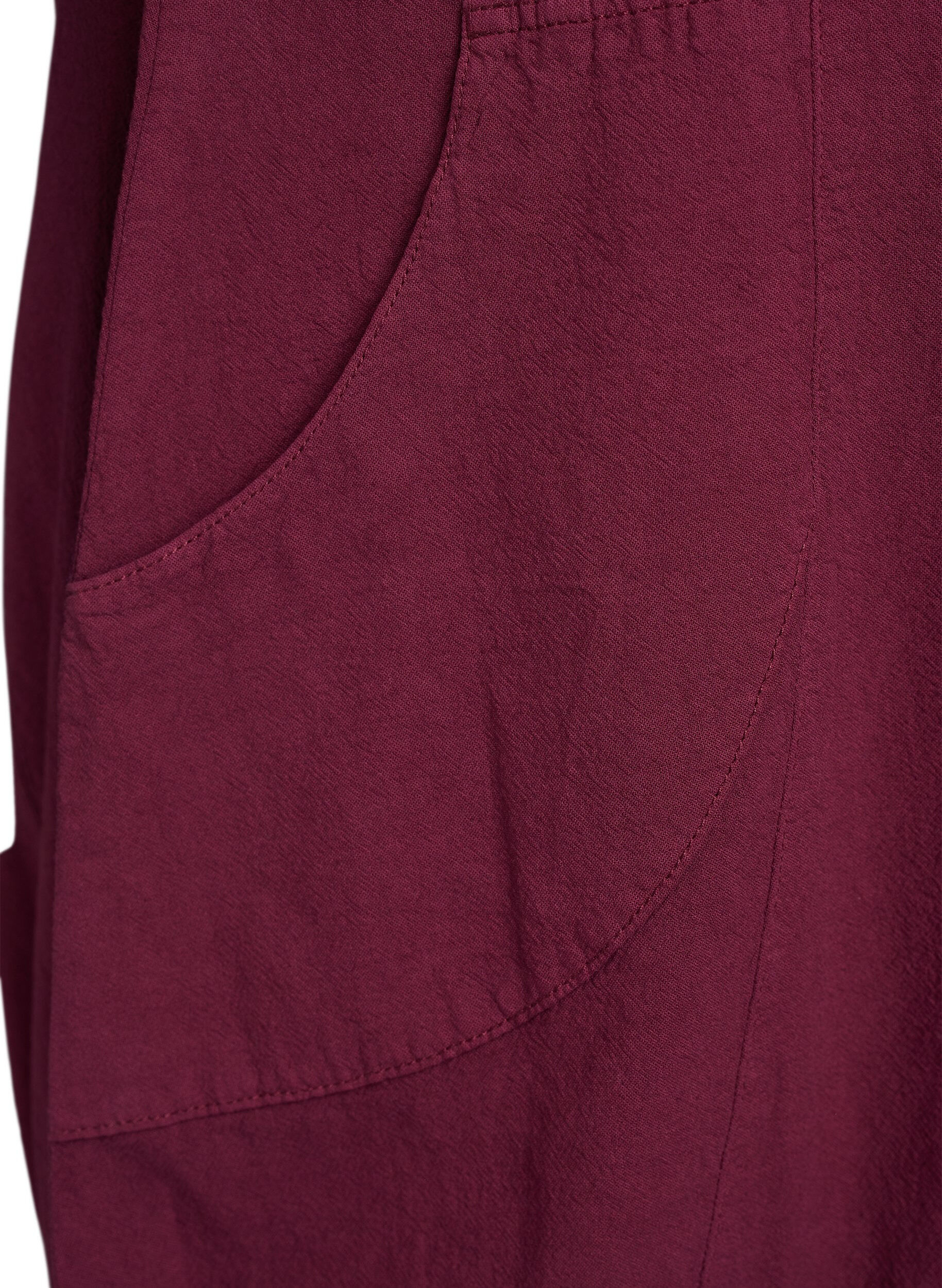 ZizziKort&aelig;rmet kjole i bomuld, M&oslash;rk Bordeaux, Packshot image number 3