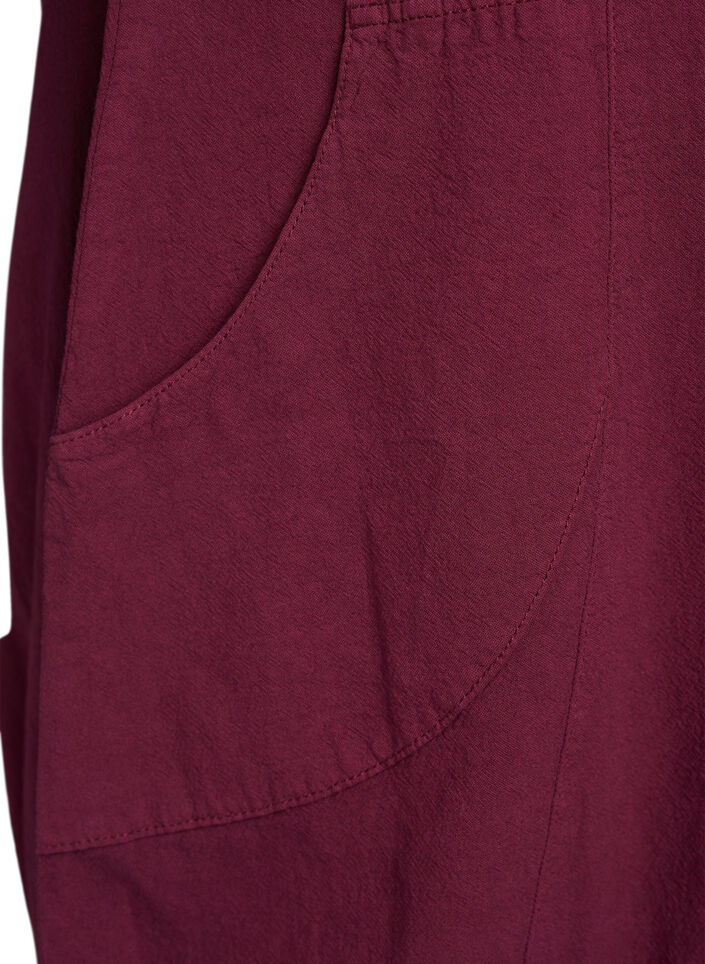 Kort&aelig;rmet kjole i bomuld, M&oslash;rk Bordeaux, Packshot image number 3