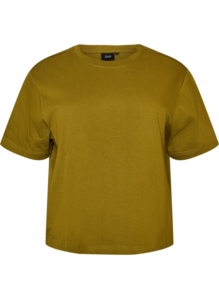 Boxy T-shirt i bomuld, Gr&oslash;n, Packshot image number 0