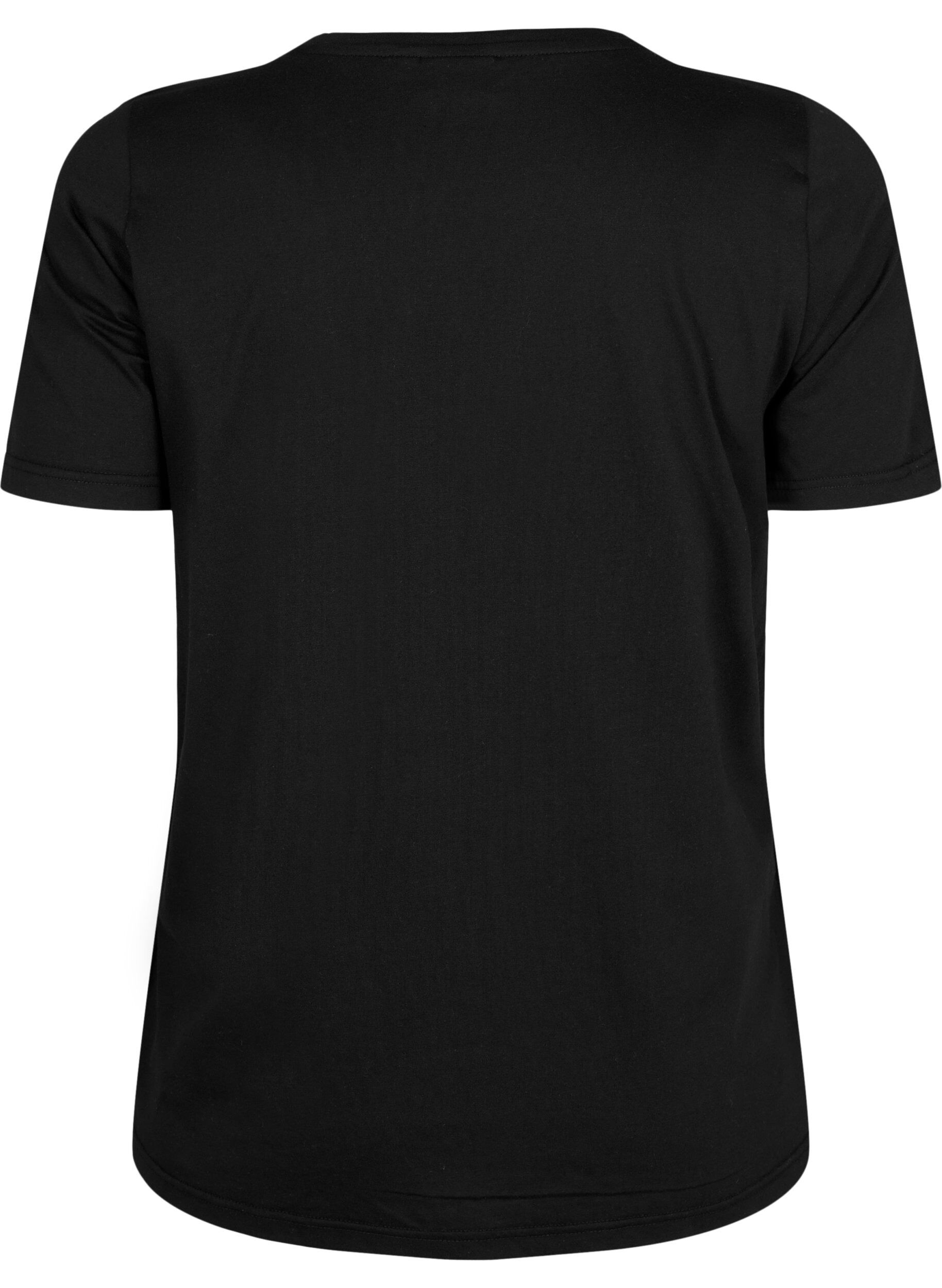 Zizzi FLASH - T-shirt med motiv, Black Wanderlust, Packshot image number 1