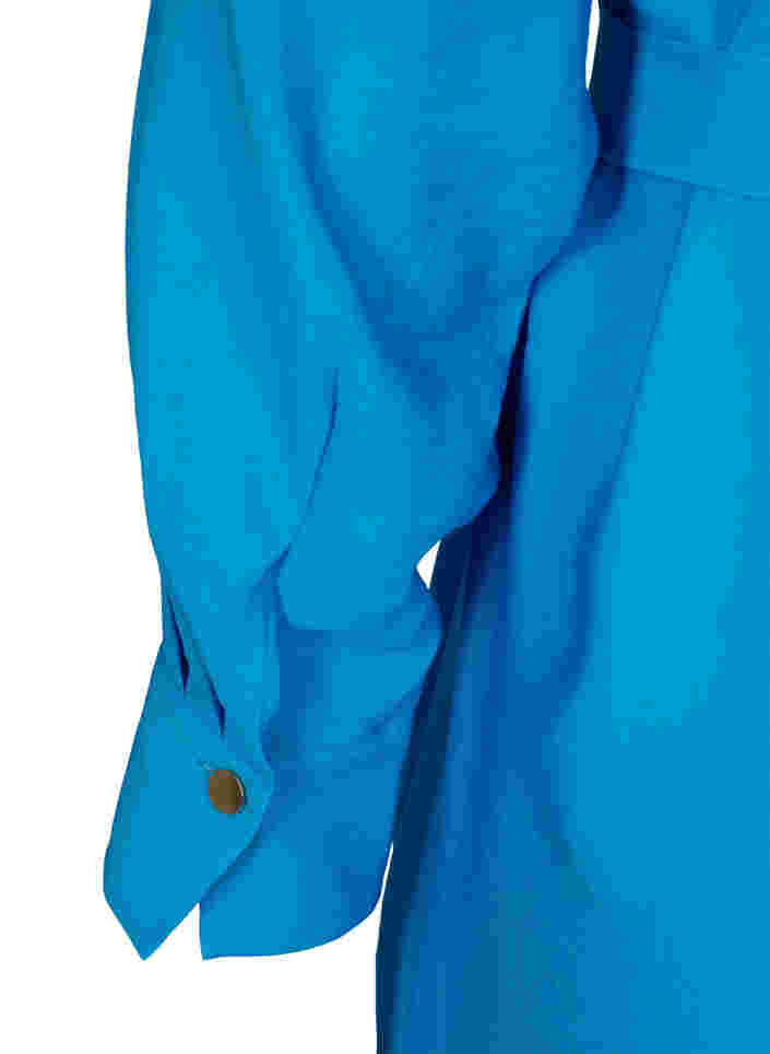 Viskose skjortekjole med taljebælte, Dresden Blue, Packshot image number 3