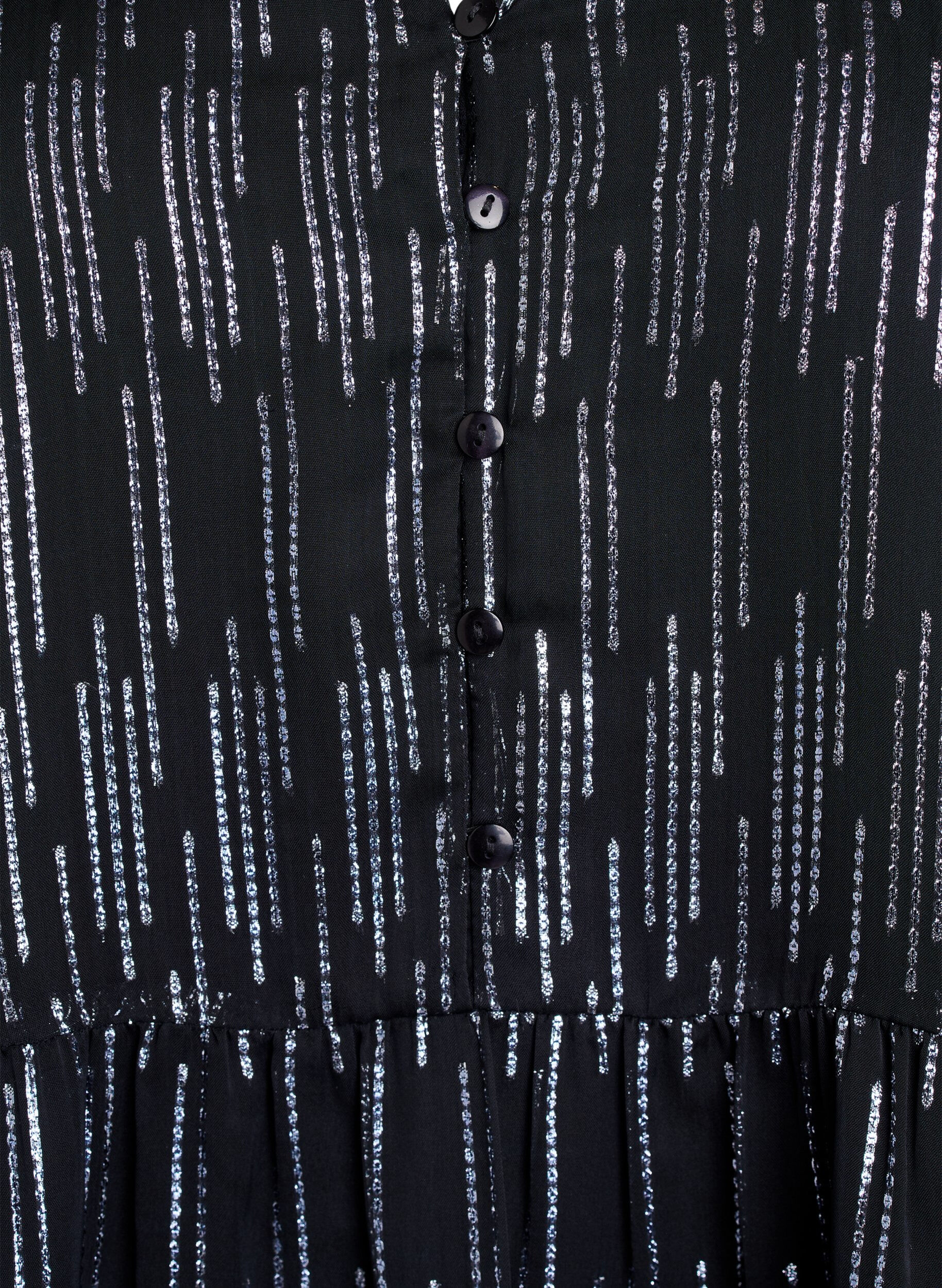 Zizzi Kort festkjole med glitrende m&oslash;nster, Sort, Packshot image number 2