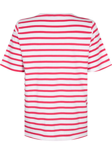 Stribet bomulds t-shirt, Bright Rose Stripes, Packshot image number 1