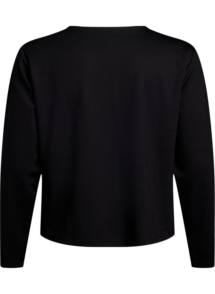 Cardigan med dekorative knapper og lange ærmer, Black, Packshot image number 1