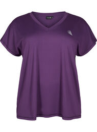 Løs trænings t-shirt med v-hals, Purple Pennant