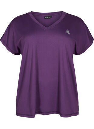 Løs trænings t-shirt med v-hals, Purple Pennant, Packshot image number 0