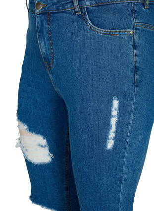 Tætsiddende jeans med sliddetaljer, Blue denim, Packshot image number 2